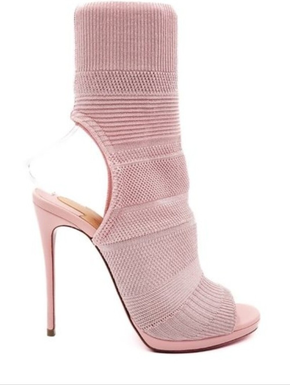 Women’s Pink Knit Peep-Toe Stiletto Bootie